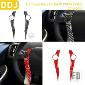 トヨタプリウス XW30 ZVW30 ZVW35 2010-2015 アクセサリーカーボンインテリアステアリングホイールボタンフレームステッカー装飾