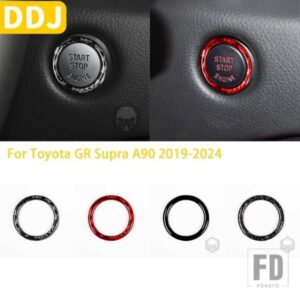 トヨタ GR スープラ A90 A91 MK5 2019-2024 アクセサリーカーボン車内ワンボタンスターターリングトリムステッカー装飾