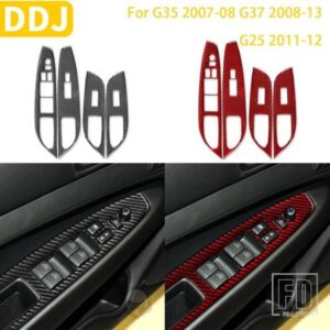 インフィニティ G35 2007-2008 G37 2008-2013 G25 アクセサリーカーボン自動インテリアドアリフトパネルカバートリムステッカーセット