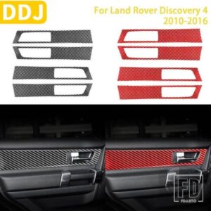 ランドローバーディスカバリー 4 2010-2016 アクセサリーカーボン車内ドアハンドルフレームパネルトリムカバーステッカー