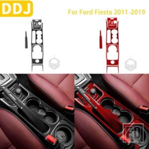 フォードフィエスタ 2011-2019 アクセサリーカーボン車内中央水カップホルダーパネルトリムステッカー装飾