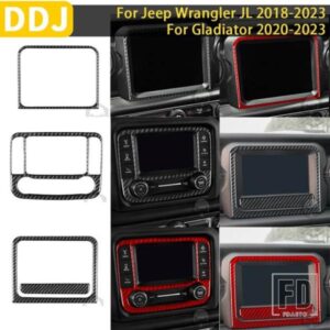 ジープグラディエーター 2020-23 アクセサリーカーボン車内中央スクリーンフレームトリムステッカー装飾