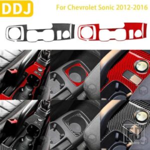 シボレーソニック 2012-2016 アクセサリーカーボン車内収納ボックス水カップホルダーパネルトリムステッカー
