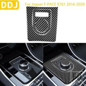 ジャガー F-PACE 2016-20 アクセサリーカーボンギアボックスシフトシフターサラウンド挿入ボタントリムステッカー