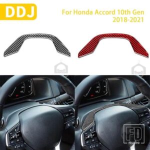 ホンダアコード 10TH 世代 2018-21 アクセサリーカーボン車内ステアリングホイールトップトリムステッカー
