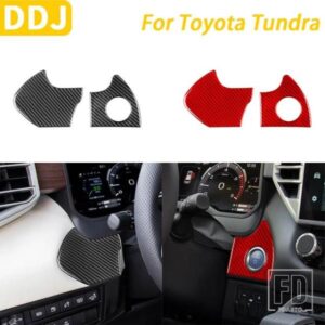 トヨタ タンドラ セコイア 2022-2024 カーアクセサリーカーボンワンタッチスタートストップボタンパネル装飾カバートリムステッカー
