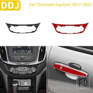 シボレーエクスプローラー 2017-2022 アクセサリーカーボン車内中央制御 CD ボタンフレームトリムステッカースタイリング