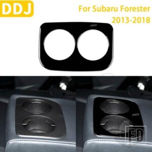 スバルフォレスター 2013-2018 カーアクセサリープラスチックピアノブラックインテリアリアカップホルダーカバートリムステッカー