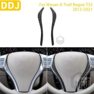 日産エクストレイルローグ T32 2013-2021 アクセサリーカーボンインテリアステアリングホイールパネルトリムステッカー装飾