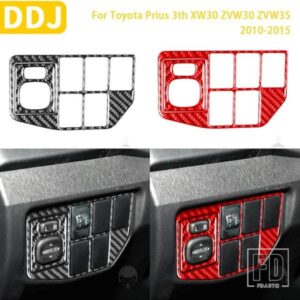 トヨタプリウス 2010-2015 XW30 ZVW30 ZVW35 アクセサリーカーボンインテリアミラー制御ヘッドライトスイッチトリムステッカー