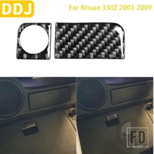 日産 350Z Z33 2003-2009 アクセサリーカーボンインテリア後列リア収納ボックスハンドルプルカバートリムステッカー