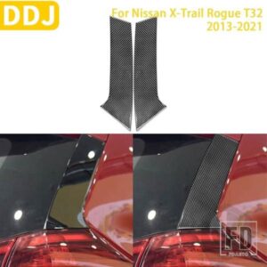 日産エクストレイルローグ T32 2013-2021 アクセサリーカーボンインテリアリアガラスサイドウィンドウトリムステッカー装飾