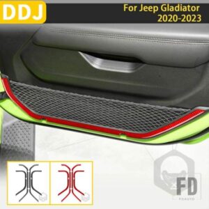 ジープグラディエーター 2020-23 アクセサリーカーボン車室内ドア装飾ストリップパネルトリムステッカー装飾