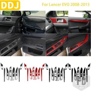 三菱ランサー EVO X MR 2008-2015 カーアクセサリーカーボンインテリアドア板窓昇降トリムステッカーセット