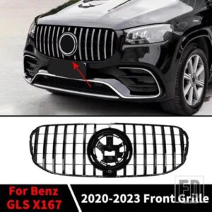 GT スタイルフードメッシュフロントグリルバンパーグリルアクセサリーメルセデスベンツ GLS X167 2020-2023 400 450 580 GLS400 GLS450 チューニング