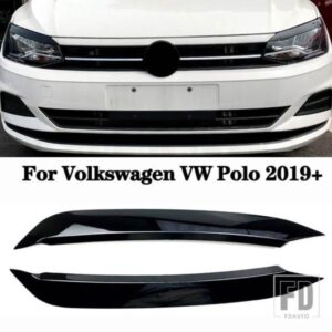 ヘッドライトアイブロウまぶたランプライトアイブロウフォルクスワーゲン VW ポロ 2019 + ABS グロスブラックカーボンまぶたアクセサリー