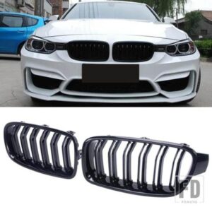 フロントグリルグロスブラックデュアルラインキドニーグリル BMW 3 シリーズ F30 F31 F35 335I 320D 328I 320I 318I 330I 340I 2013-2019