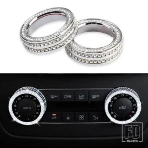 ダイヤモンドクリスタルカーエアコンノブ装飾リングメルセデスベンツ GLE2??60 GLK300 CLS GL M GLS SLK SL G クラス 08-13