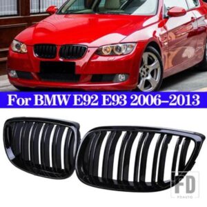 フロントバンパーキドニーグリル BMW E92 E93 M3 2006-2013 グロスブラックデュアルライングリルカースタイリングレーシンググリル交換部品