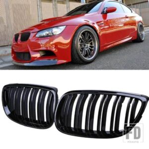 BMW E92 E93 M3 グロスブラックフロントバンパーキドニーグリルデュアルライングリルカースタイリングレーシンググリル交換部品 2006-2009