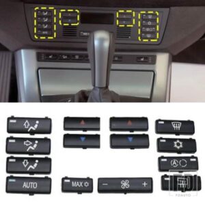 14 個カーコントロール空調スイッチボタンカバーエアコンボタン FORBMW 5 シリーズ E39 X5 E53 アクセサリー交換