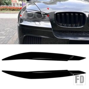 ヘッドライトアイブロウまぶたランプヘッドライトアイブロウグロスブラックカーボン BMW X6 E71 2008-2014 オートアクセサリー