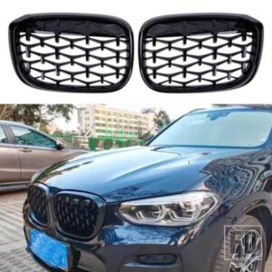 BMW X3 G01 G08 X4 G02 ダイヤモンドフロントバンパーグリルトリムレーシンググリルキドニーグリルグロスブラックアクセサリー 2 個 18-20