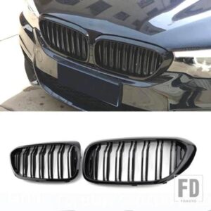 BMW 5 シリーズ G30 G38 525I 530I 540I 550I フロントバンパーグリルグリルグロスブラックグリル 2018-2020 ダブルスラットグリル