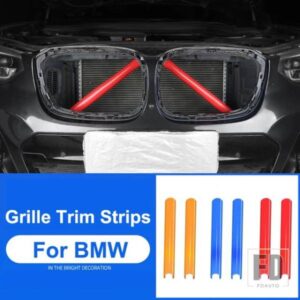 2 個ストリップステッカーカバーフレーム BMW F01 F02 F10 F11 F06 F12 F45 F48 5 6 7 シリーズ X1 フロントグリルトリムストリップスタイリング