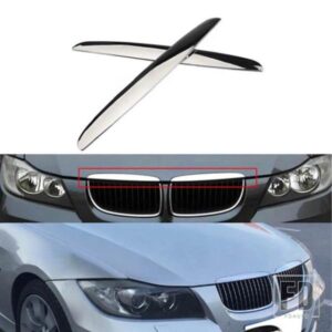 2 個ボンネットカバーグリルクロームトリム BMW 3 シリーズ E90 E91 06-08 新ミッドネットグリルトリム自動車アクセサリー