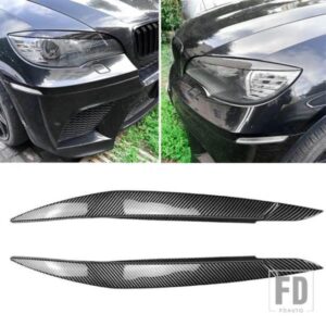 カーボンフロントヘッドライト眉まぶたステッカーヘッドランプライト装飾トリムアイブロウ BMW E71 X6 2008-2014