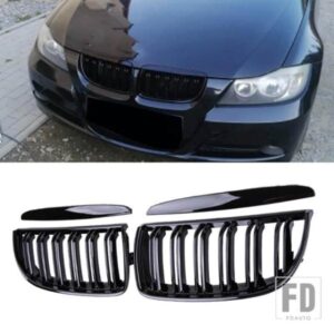 1 ペアグロスブラックフロントバンパーグリル自動グリルレーシンググリル BMW E90 E91 3 シリーズ 323I 328I 335I 330I 325I 05-08 ABS