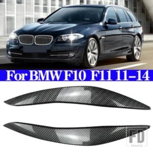 BMW F10 F11 2 個 ABS グロスヘッドライト邪悪なアイブロウまぶた 5 シリーズ 518D 520D 523I 530I 530D 550I M5 2010-2013 プレ LCI トリム
