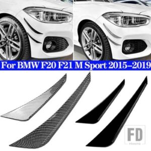 フロントバンパーカナードスプリッターサイドベントカバートリム ABS カーボングロスブラック BMW 1 シリーズ F20 F21 M スポーツ 2015-2019