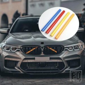 2 個ストリップステッカーカバーフレーム BMW G30 G38 G01 G02 G05 G07 G32 5/6 シリーズ 2018-2021 フロントグリルトリムストリップスタイリング