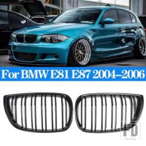 BMW E81 E87 120D 120I 130I 車グリルフロントキドニーグリルレーシンググリルグロスブラックグリル 04-06 自動 ABS ダブルスラットグリル