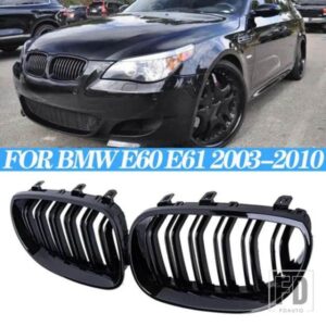 BMW 5 シリーズ E60 M5 E61 520I 545I 550I 535I フロントバンパーキドニーグリルグリルフードメッシュダブルラインレーシンググリル 03-10