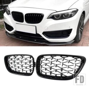 BMW 2 シリーズ F22 F23 F87 M2 ダイヤモンドフロントキドニーグリルレーシンググリルグリルグロスブラック GRILLES14-19 アクセサリー