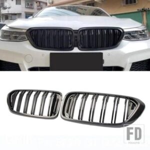 カーボングリルフロントキドニーグリルフードレーシンググリル BMW 6 シリーズ GT G32 2018-2020 ダブルスラットグリル ABS 自動