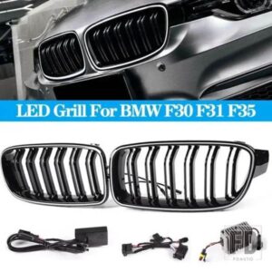 LED フロントバンパーレーシンググリル BMW 3 シリーズ F30 F31 F35 320I 325I 328I 2013-2019 グリルキドニーレーシンググリル