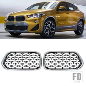BMW X2 F39 ダイヤモンドフロントバンパーキドニーグリルレーシンググリルグロスブラックグリルグリルトリム 2018-2022 自動