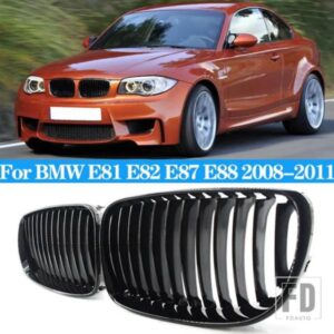 BMW E81 E87 E82 E88 128I 130I 135I フロントバンパーキドニーグリルレーシンググリルグリルグロスブラックシングルスラットグリル 07-11