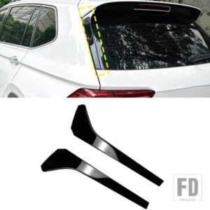 リアウィンドウサイドスポイラー ABS スポイラーカナードスプリッター ABS フォルクスワーゲン VW ティグアン RLINE MK2 2017 + グロスブラックカーボン