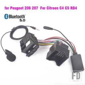 プジョー 206 207 307 301 407 シトロエン C4 C5 C6 ベルランゴ RD4 ラジオハーネスマイクハンズフリー BLUETOOTH 5.0 AUX アダプタ