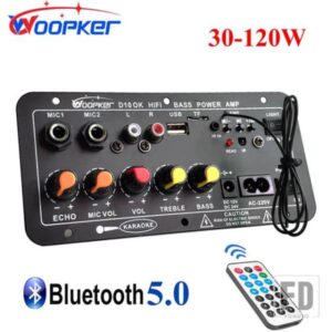 WOOPKER オーディオアンプボード 30-120 ワットサポートデュアルマイク BLUETOOTH AMPLIFICATORE サブウーフ 4 オームスピーカー 12V 24V 110V 220V