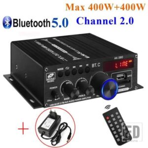 AUTO-PARTNER AK380 最大 200WX2 ミニオーディオパワーアンプRMS 40WX2 2.0 CH BLUETOOTH レシーバースピーカーアンプ12V 5A 電源