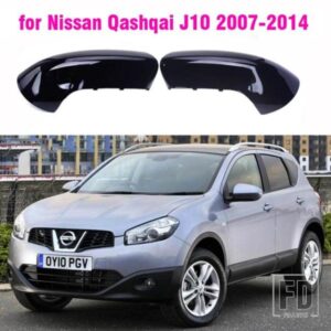 1 ペアプライマーグレードアウイングミラーカバーの交換日産キャシュカイ J10 2007-2014 リアミラーシェルケーストリムグロスブラック
