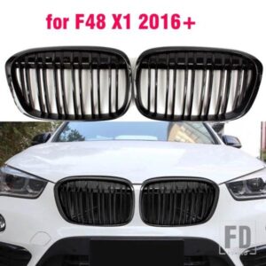 グロスブラックフロントバンパーキドニーグリルグリル BMW X1 F48 F49 2016-20 XDRIVE ダブルライン M スタイル