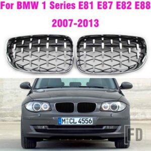 ダイヤモンドグリルグロスブラックフロントキドニーグリル交換レーシング部品 BMW 1 シリーズ E81 E82 E87 E88 2007-2013
