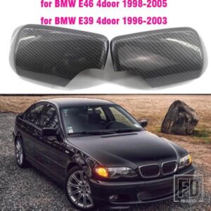 カーボン明黒サイドバックミラーカバーキャップ BMW 3 5 E39 E46 525I 528I 530I 540I 323I 330I 328I